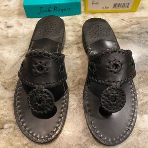 Jack Rogers Natural Jacks Black Sandals - New!